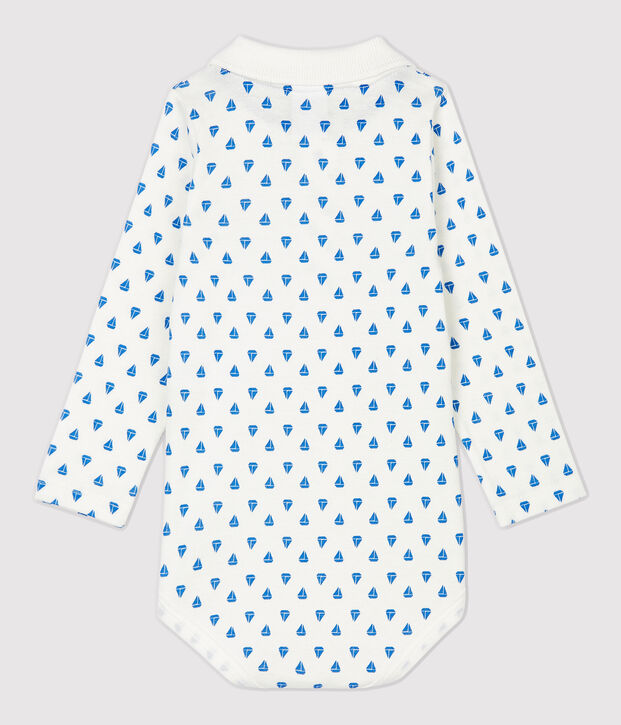 Baby-Body aus Baumwolle. weiss/blau