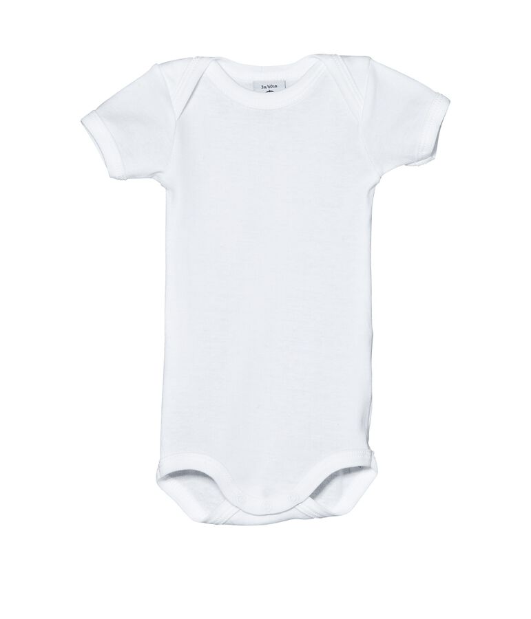 US-Baby-Body, Kurzarm, aus Baumwolle uni weiss Ecume