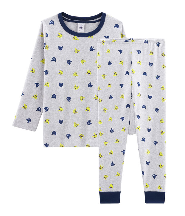 Rippstrick-Pyjama f&uuml;r kleine Jungen grau/vielfarbig