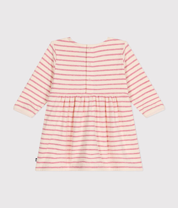 Lang&auml;rmeliges Baby-Kleid aus Doppeljersey naturfarben/rosa