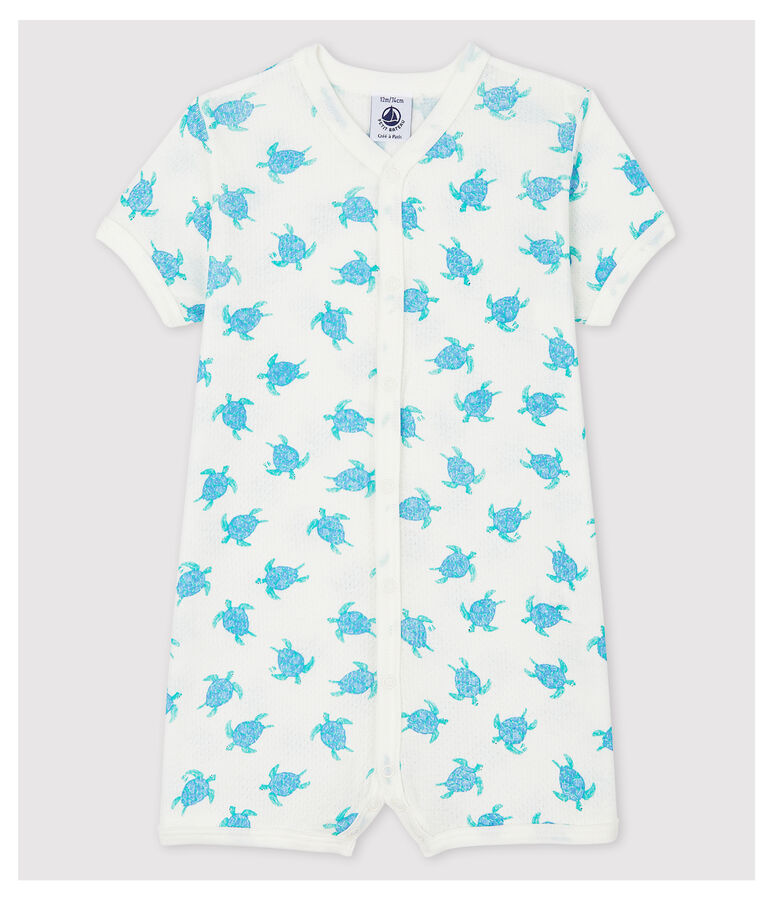 Einteiler aus ultra-leichter Baumwolle mit verspieltem Schildkr&ouml;ten-Motiv weiss/vielfarbig