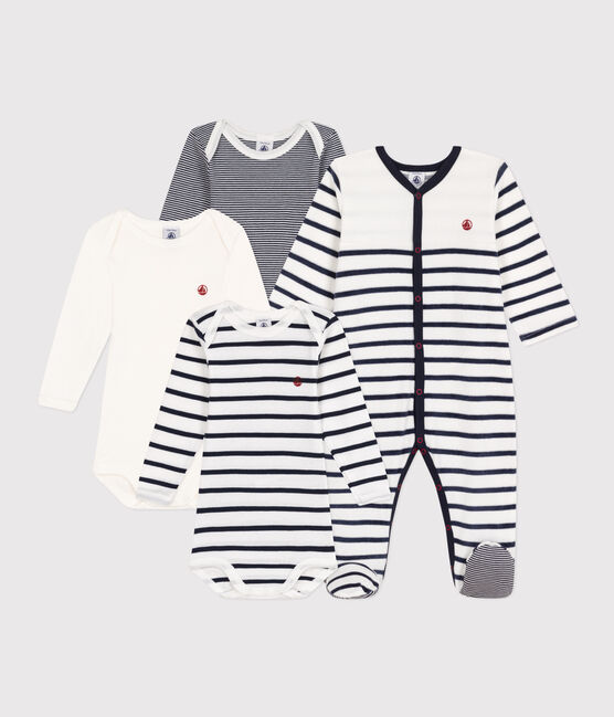 Set bestehend aus 1 Baby-Pyjama und 3 gestreiften Bodys variante 1
