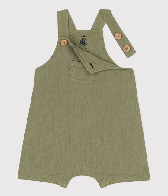 Kurze Baby-Latzhose aus Musselin grün MARECAGE