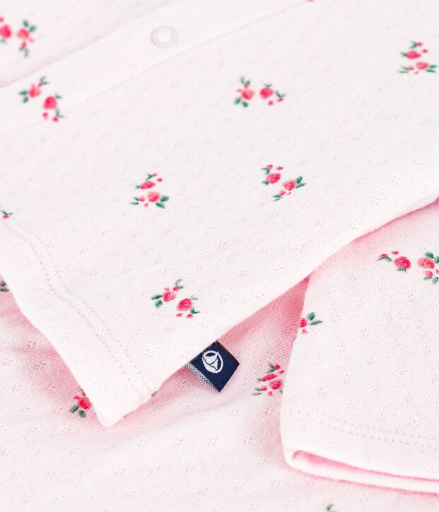 2-teiliges langbeiniges Baby-Set aus gebl&uuml;mter Baumwolle rosa/vielfarbig