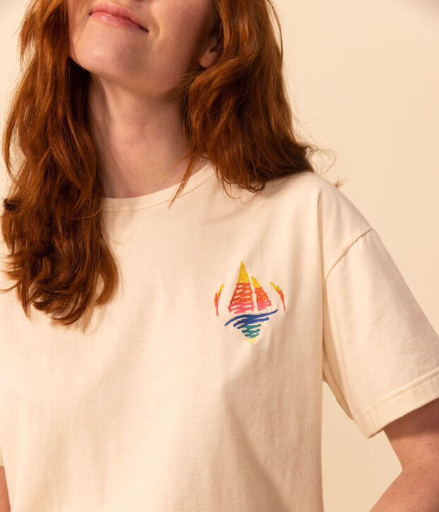 Damen-T-Shirt LE BOXY aus Baumwolle naturfarben