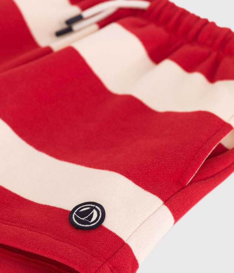 Kinder-Shorts aus Baumwolle mit Streifen rot/naturfarben