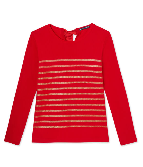 Gestreiftes Damen-Pailletten-Shirt rot FROUFROU