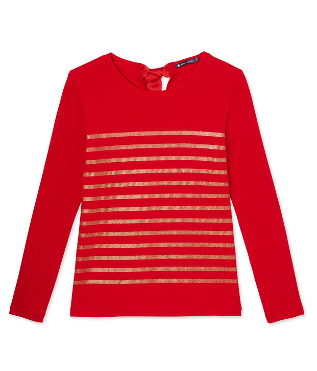 Gestreiftes Damen-Pailletten-Shirt rot