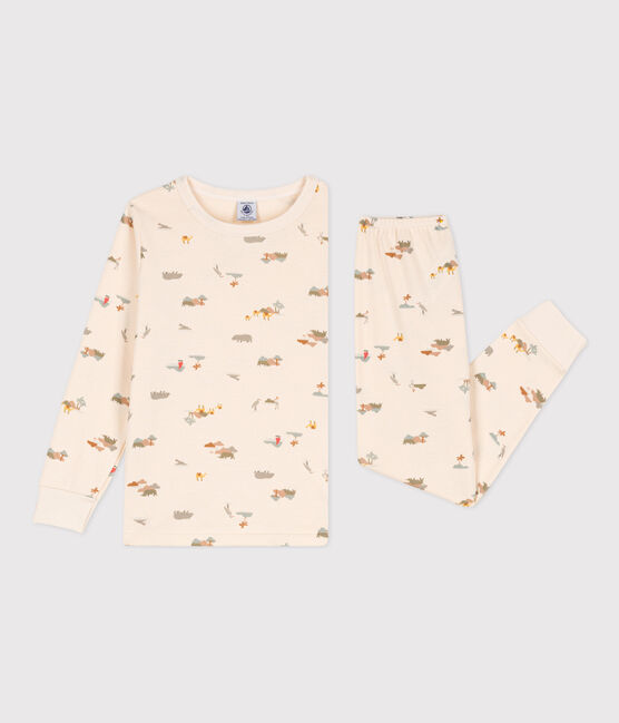 Kinderpyjama mit Tiermotiv aus Baumwolle weiss AVALANCHE/ MULTICO