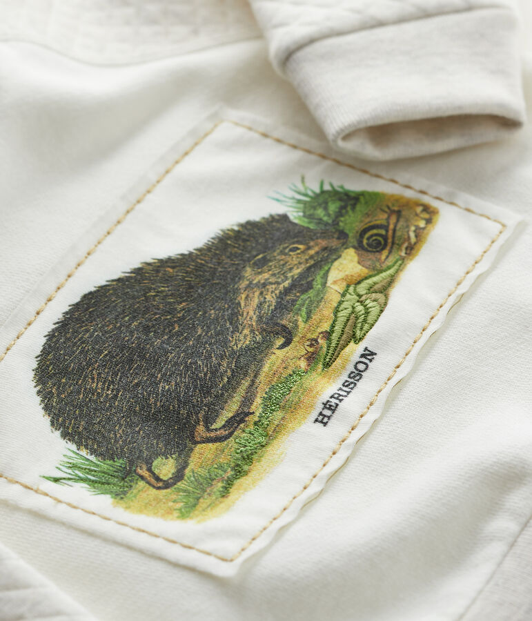 Baby-Sweatshirt Petit Bateau & Deyrolle f&uuml;r Jungen weiss MARSHMALLOW/ MONTELIMAR