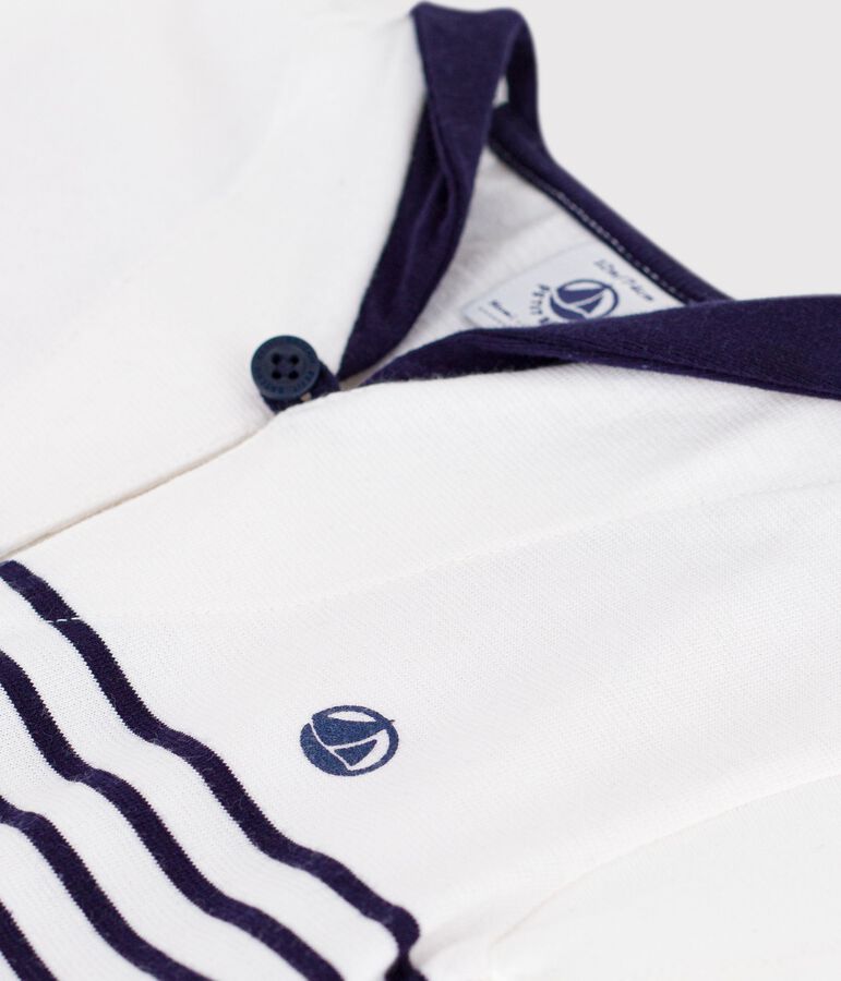 Kurz&auml;rmeliges Baby-T-Shirt aus Baumwolle mit Matrosenstreifen blau MARSHMALLOW/ SOIR