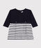 Langärmeliges Baby-Kleid aus Doppeljersey blau SMOKING/weiss MARSHMALLOW