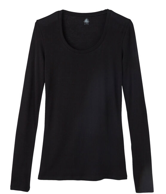 Langärmliges T-Shirt mit Tänzerinnenkragen für Damen schwarz NOIR
