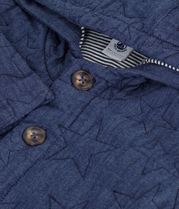 Baby-Weste aus gestepptem Denim mit bestickten Sternen blau