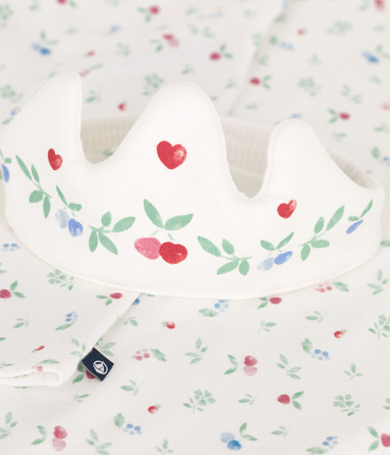 Kinder-Nachthemd zum Verkleiden mit Stirnband aus Baumwolle weiss/vielfarbig