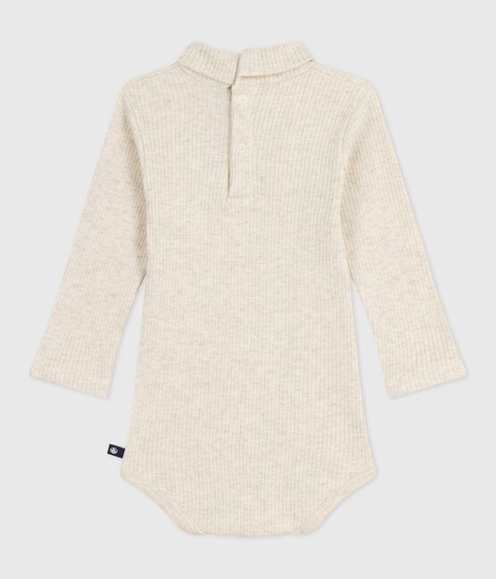 Baby-Body mit Rollkragen aus einfarbiger Baumwolle  beige MONTELIMAR CHINE