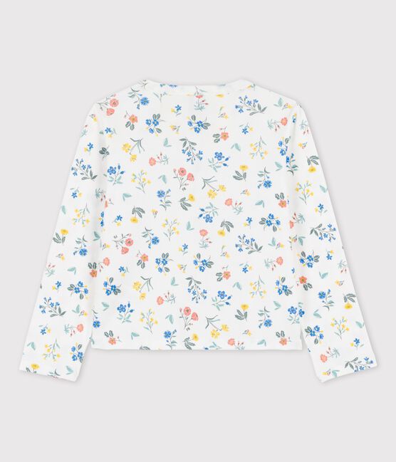 Gemusterter Cardigan aus Baumwolle für Mädchen weiss MARSHMALLOW/weiss MULTICO