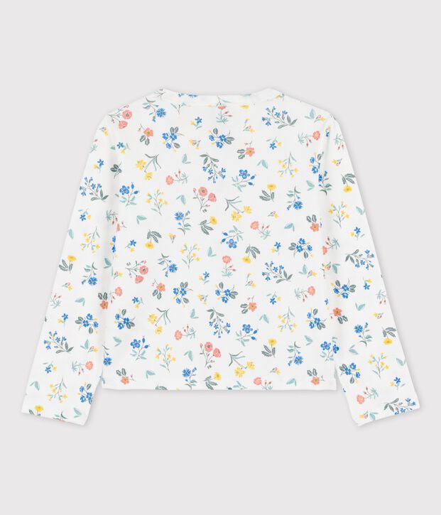 Gemusterter Cardigan aus Baumwolle f&uuml;r M&auml;dchen weiss/vielfarbig