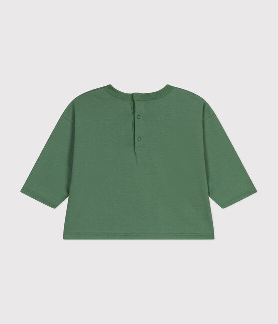 Langärmeliges Baby T-Shirt aus feinem Jersey grün PALMERAIE