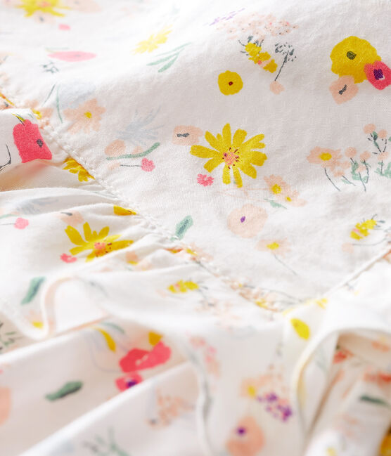Gemustertes kurzärmeliges Baby-Kleid für Mädchen weiss MARSHMALLOW/weiss MULTICO