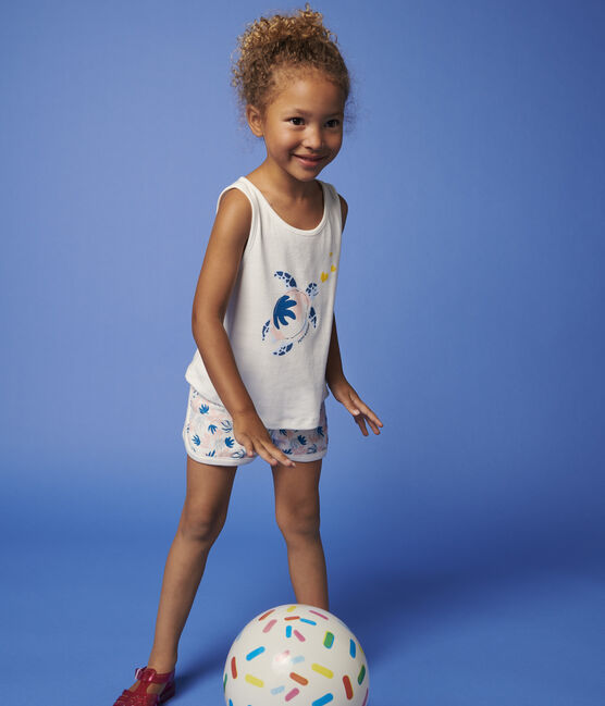 Kinder-Tanktop aus Baumwolle für Mädchen weiss MARSHMALLOW