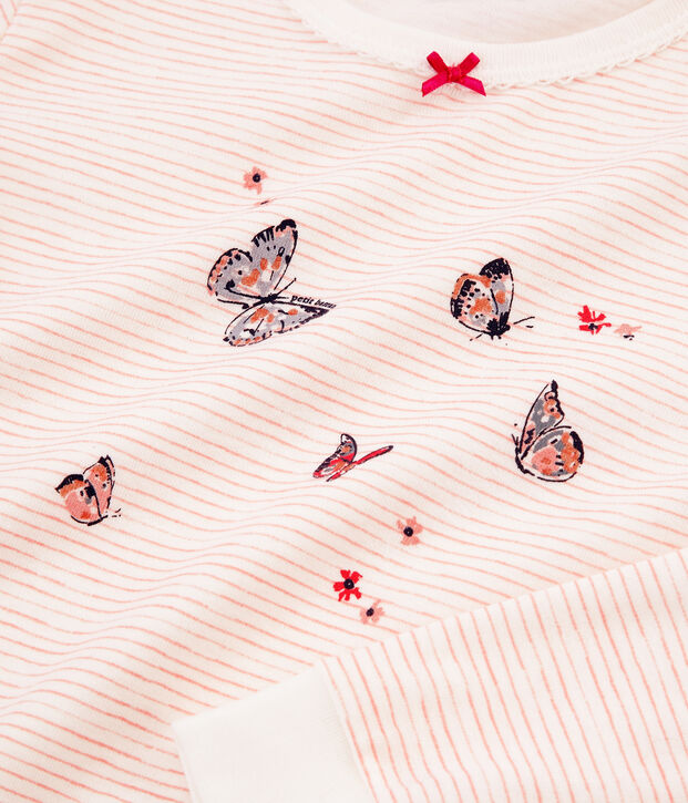 Pyjama f&uuml;r kleine M&auml;dchen weiss/rosa