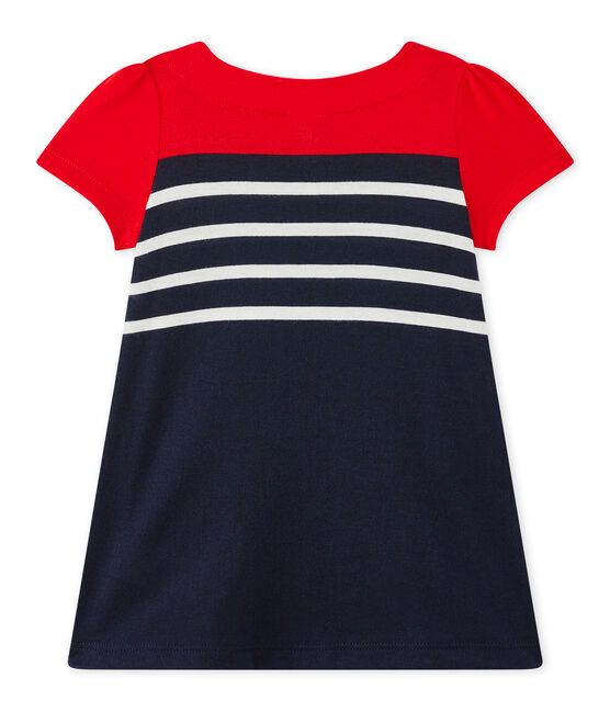 Gestreiftes Baby-Mädchen-Kleid blau SMOKING/weiss MULTICO