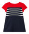 Gestreiftes Baby-Mädchen-Kleid blau SMOKING/weiss MULTICO