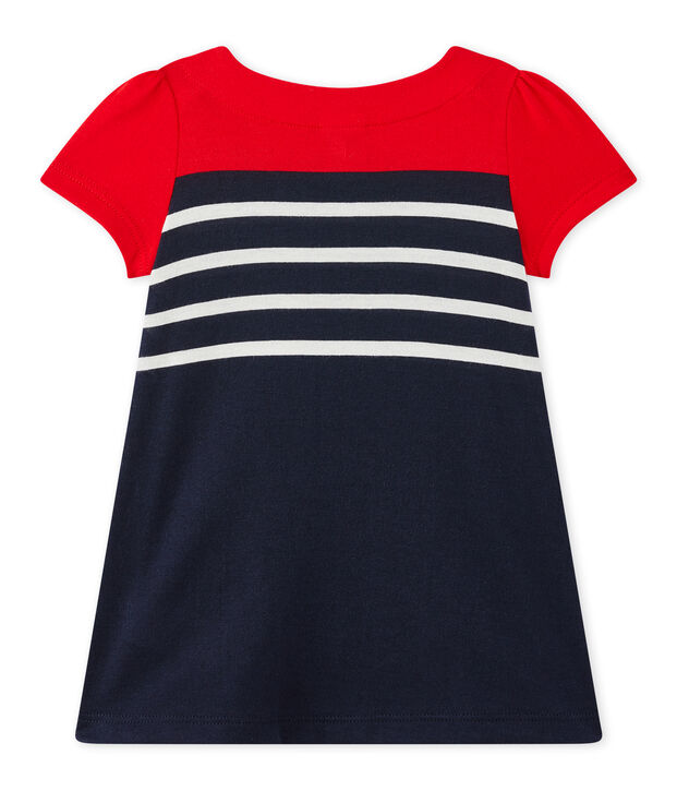 Gestreiftes Baby-M&auml;dchen-Kleid blau/vielfarbig