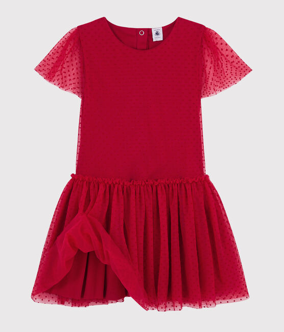 Kurzärmeliges Kinderkleid für Mädchen rot TERKUIT