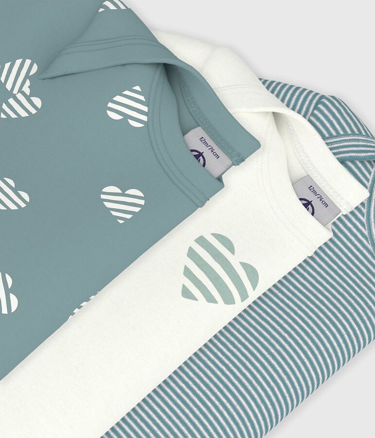 Set kurz&auml;rmeliger Baby-Bodys aus Baumwolle mit Herzmotiv vielfarbig