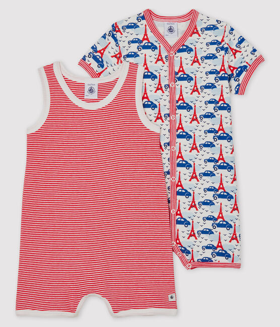Duo Baby-Kurzoveralls Jungen aus Rippstrick variante 1