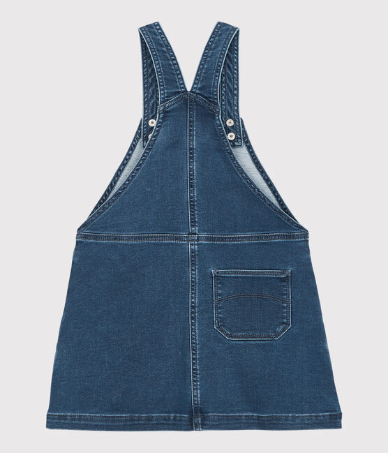Kinder-Latzkleid aus Bio-Baumwoll-Denim für Mädchen blau DENIM BLEU DELAVE