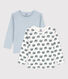2er-Set langärmelige weiße T-Shirts aus Baumwolle mit Schneckenmotiv für Jungen