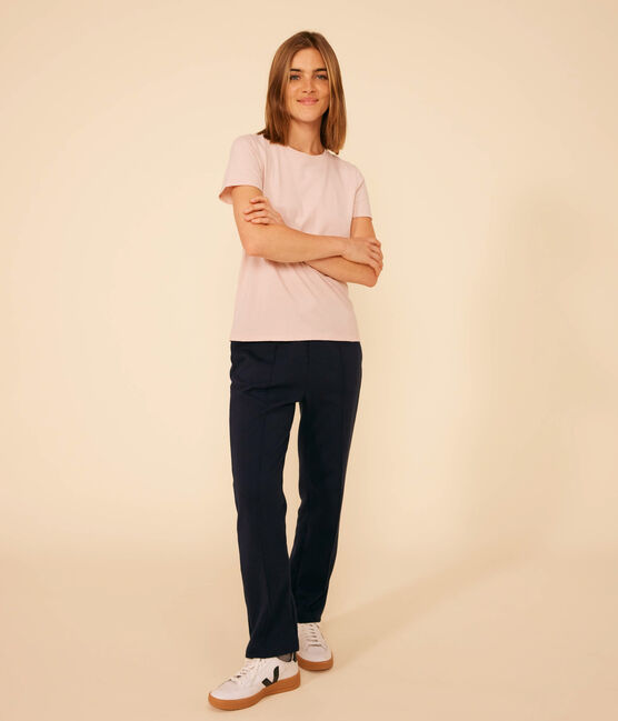 Damen-T-Shirt LE DROIT aus Baumwolle mit Rundhalsausschnitt rosa SALINE