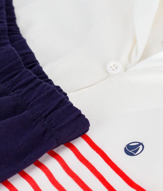 2-teiliges Baby-Set aus Baumwolle, T-Shirt mit Matrosenkragen weiss MARSHMALLOW/weiss MULTICO