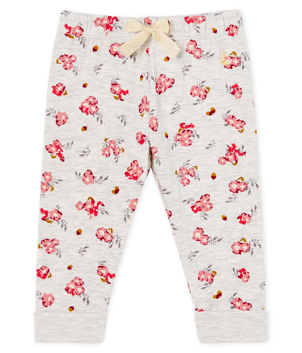 Baby-Hose aus bedrucktem Doppeljersey f&uuml;r M&auml;dchen grau/vielfarbig