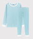Snugfit-Kinderpyjama aus Baumwolle mit blauen Streifen für Jungen