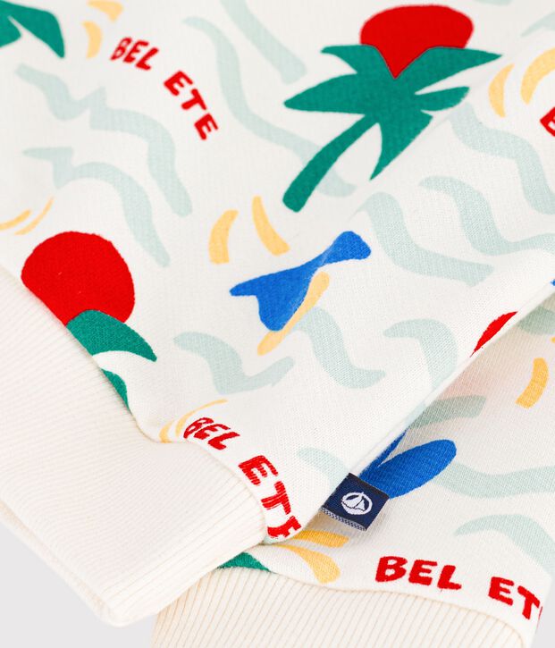 Baby-Kapuzensweatshirt aus gemusterter Baumwolle naturfarben/vielfarbig