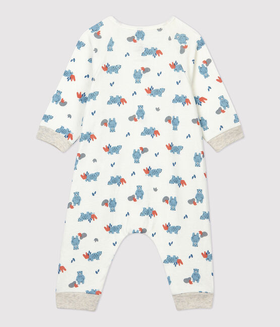 Langer Baby-Overall aus Bio-Baumwolle mit Bären-Muster weiss MARSHMALLOW/weiss MULTICO