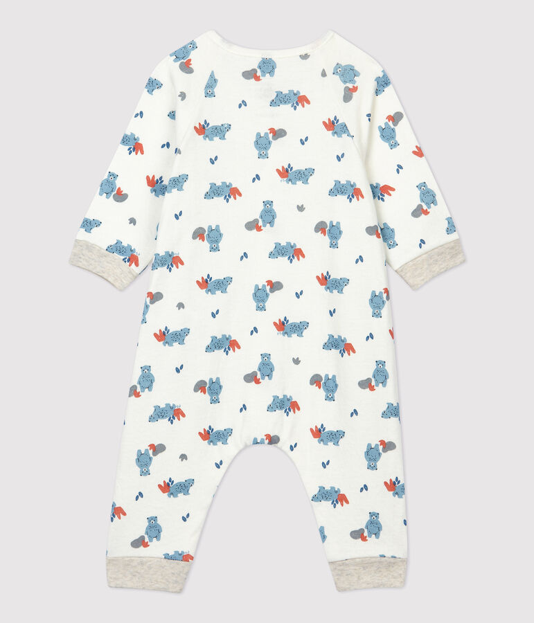 Langer Baby-Overall aus Bio-Baumwolle mit B&auml;ren-Muster weiss/vielfarbig