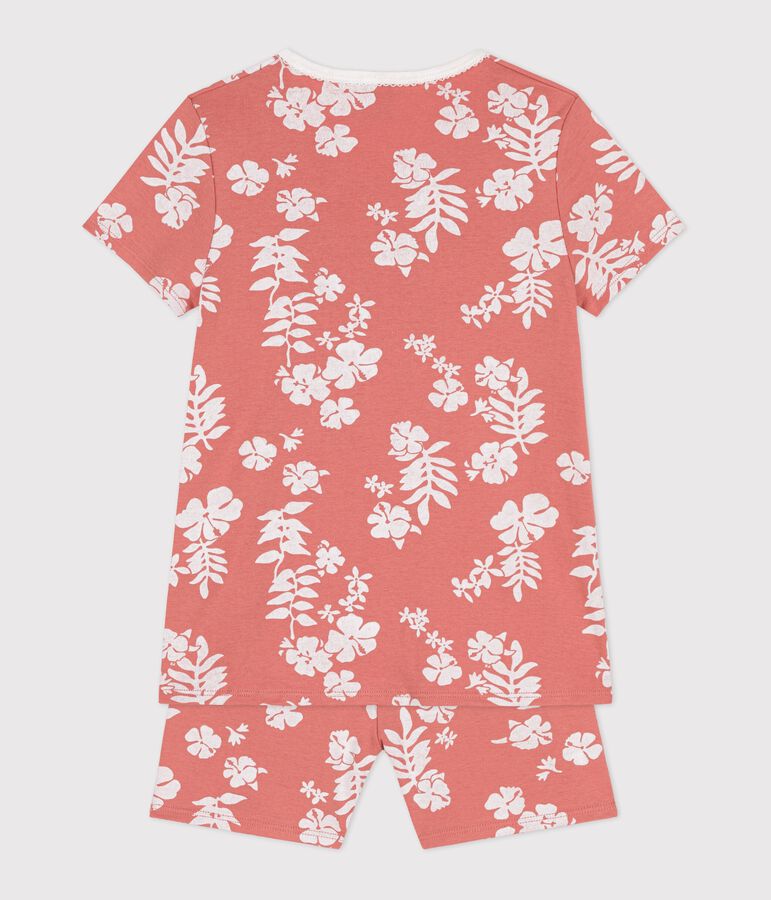 Kinder-Kurzpyjama aus Baumwolle mit Hawaii-Muster f&uuml;r M&auml;dchen rosa/vielfarbig
