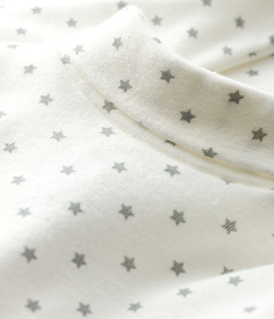 Langärmliger Baby-Body für Jungen weiss MARSHMALLOW/grau GRIS