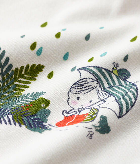 Kurzärmeliges Baby-T-Shirt für Jungen weiss MARSHMALLOW