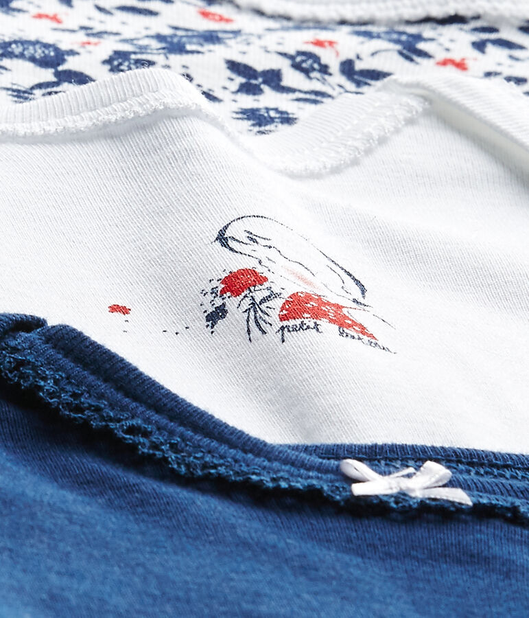 Kurz&auml;rmelige Baby-M&auml;dchen-Bodys im 3er-Set weiss