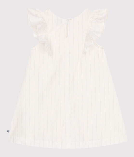 Kurzärmeliges Kinder-Kleid aus Baumwolle  weiss MARSHMALLOW/grau ARGENT