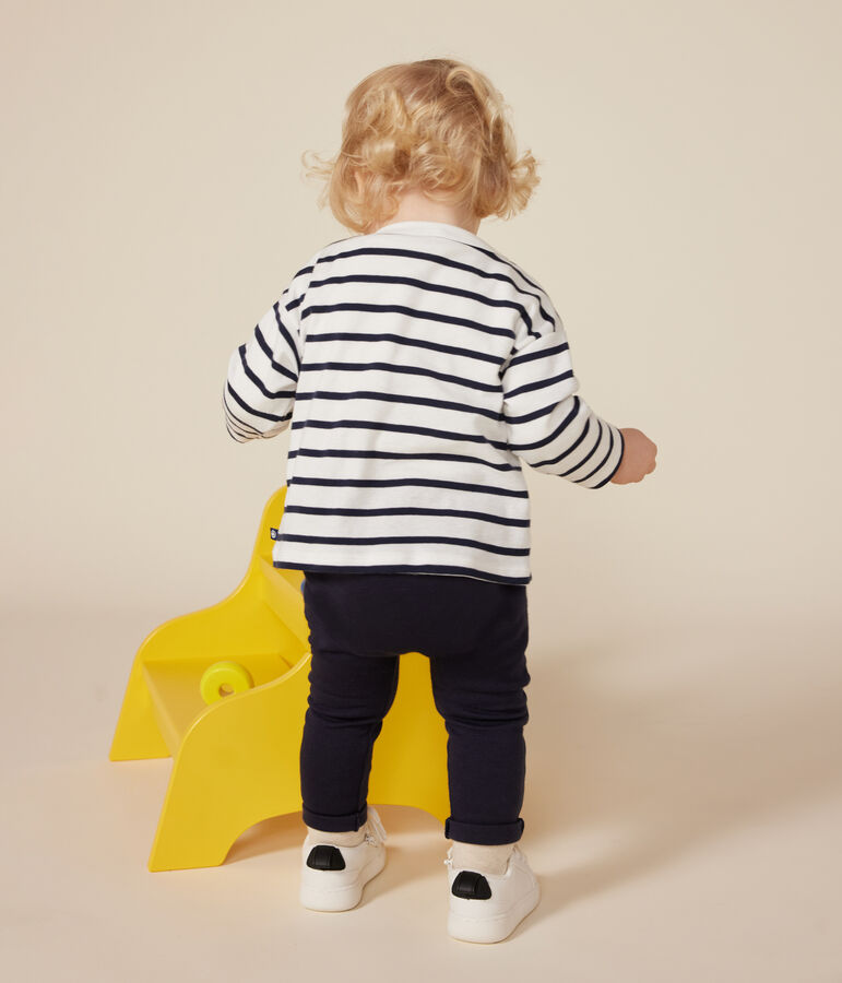 Lang&auml;rmeliges Baby-T-Shirt aus Baumwolle weiss/blau