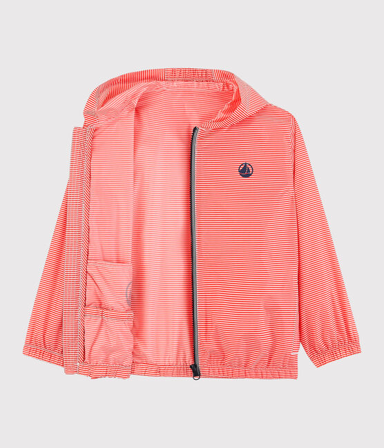 Kinder-Windjacke aus recyceltem Polyester Mädchen - Jungen rosa GROSEILLER/weiss MARSHMALLOW