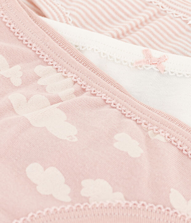 3er-Set Slips aus Baumwolle f&uuml;r kleine M&auml;dchen, mit Wolkenmotiv vielfarbig