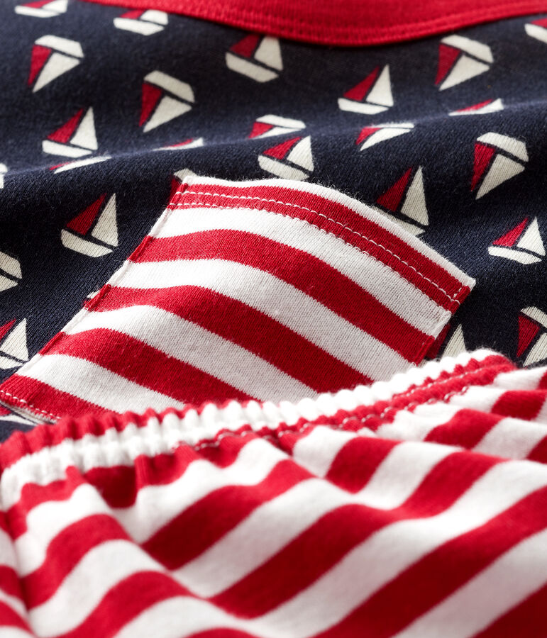 Kurzpyjama aus Rippstrick f&uuml;r kleine Jungen blau SMOKING/weiss MULTICO